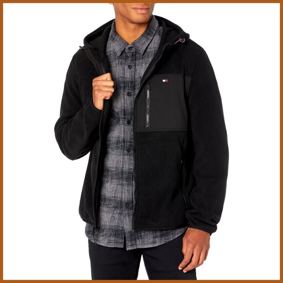 Men's Hooded Performance Fleece Jacket with Zipper Pockets